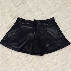 Women's Black Leather Shorts